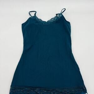 EXPRESS Lace Trim Bra Cami Tank Top Size M Teal Stretch Romantic Preppy Y2K